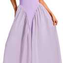 ChiaoLezhee Deep V Neck Dress, Halter Maxi Dresses, Vacation Date Night, Sexy for Women Corset Flowy Wedding Guest Drop Waist Bridesmaid A Line Pastel Backless Semi Formal, Lavender Purple, Medium