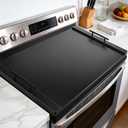 Noodle Board Stove Cover with Handles, Wood Stove Top Covers for Electric Stove and Gas Burners, Wooden Decorative Serving Tray Kitchen Sink Cover for Counter Space (Black)