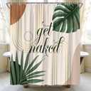 Mid Century Boho Shower Curtain Green Leaves Plant Simple Arch Modern Art Bathroom Home Decor(70 '' Wx70 '' L)