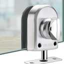 Fits on 1/2" glass 0.39" -0.47" Glass door lock Stainless Steel Glass Door Lock Floor Latch Lock Bolt Ground Lock for Bathroom Toilet Shop Glass Doors (102-E/Silver)