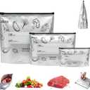 30Pcs Reusable Aluminum Foil Sealable Storage Bags, 3 Sizes Thickened Stand Up Food Bags with Label & Zip Lock, Food-Grade Freezer Bags for Meal Prep, Vegetables, Fruits, Meat & Seafood