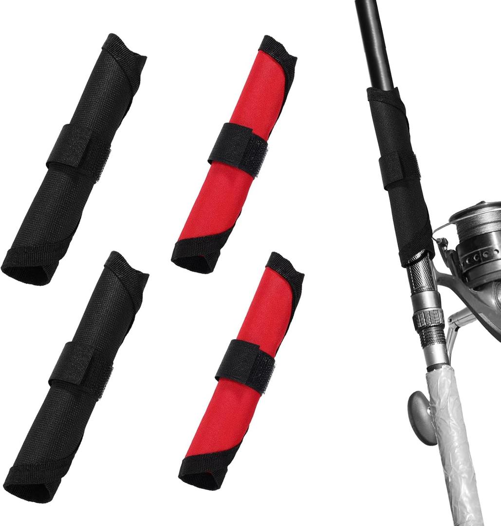 3 x 4pcs Fishing Lure Wraps, 6.3in/16cm Fish Hook Covers Nylon Bait Guard Protector Armour Glove for Fishing Rod Safety & Tackle Storage (Red, Black)
