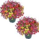 Velener Artificial Flowers for Outdoors- 20 Potted Plant Fake Silk Daisy Bush-UV Resistant Artificial Outdoor Plant for Front Porch, Garden, Yard, Patio Decor(Mixed Colors)