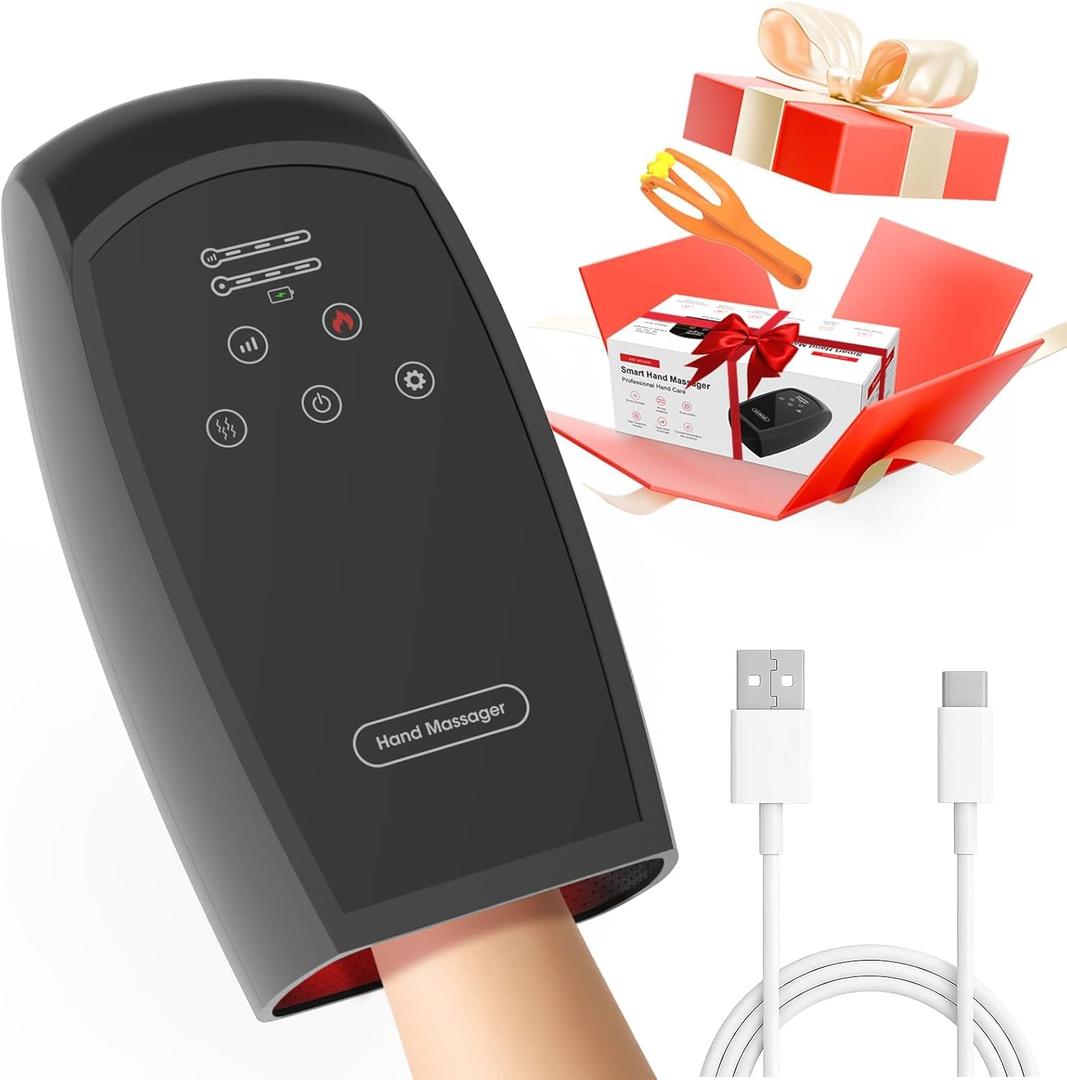 Hand Massager with Heat and Compression, Cordless Hand Massager for Arthritis and Carpal Tunnel, Pressure Point Therapy for Arthritis, Gift for Women & Men