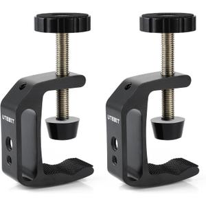 UTEBIT Small C Clamps 2 inch with 1/4" and 3/8" Thread Hole for Desktop Mount Tables Desk Clamps Aluminum Support 2 Pack