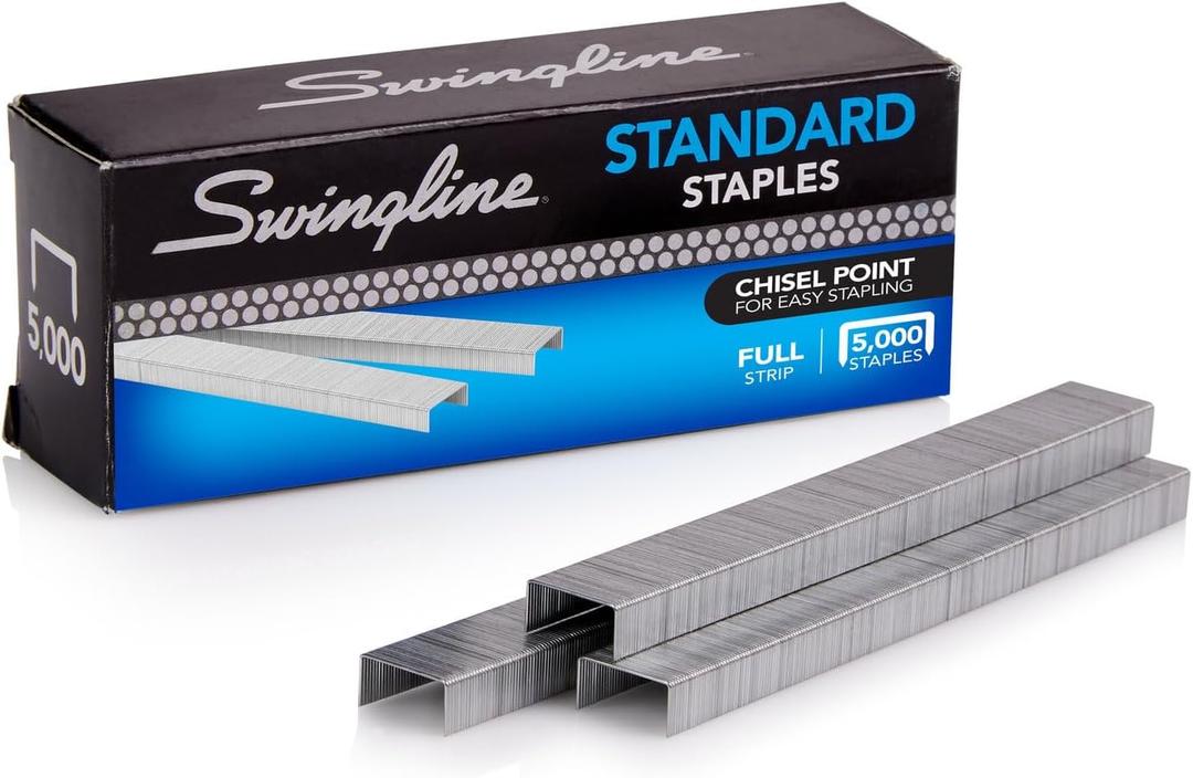 Swingline Standard Staples, 1/4", Full Strip, Box of 5,000