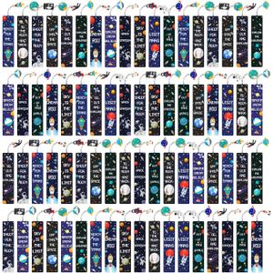 72 Pack Space Bookmarks Bulk for Kids, Outer Space Themed Party Favors, Astronaut Rocket Planet Galaxy Theme Birthday Party Favors, Bookmarks with Metal Charms for Boys Girls, Classroom Rewards Gifts