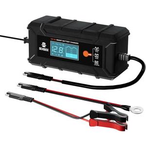DC HOUSE 5A Battery Charger, 12V Smart Lithium Battery Charger for LiFePO4 & Lead Acid, Trickle Charger Maintainer and Desulfator for Car, Motorcycle, Automotive Batteries