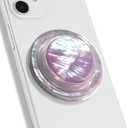 OnTheGrip Cute Natural Seashell Design Round Shape Collapsible Mobile Phone Grip Stand Holder for Smartphone Tablet Cell Phone Accessory (Violet)