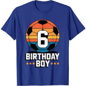 6 Year Old Soccer Player 6th Birthday for Boys T-Shirt, Royal Blue, Small