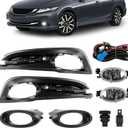 Fog Lights Assembly Compatible with 20132015 Honda Civic Sedan, Front Bumper LED Driving Fog Lamps Kit w/Switch & Wiring Harness (Clear Lens), Replace 33951TR0A51, 33901TR0A51, HO2592135, HO2593135