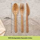 100% Biodegradable Cutlery Made of Vegetable Fibers, 300 PCS of 6.7 Long Heavy-Duty and Splinter Free Eco-Friendly Spoons, Forks & Knives, Perfect Sustainable Cutlery by The Veggie Straws