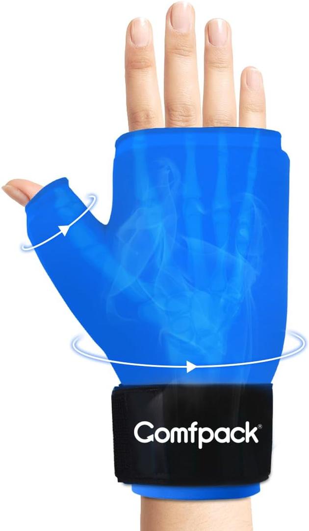 Hand Ice Pack Glove for Arthritis, Wrist Ice Pack Wrap for Carpal Tunnel, Wearable Gel Cooling Ice Packs Glove Hot Cold Compress Pain Relief for Tenosynovitis, Swelling, Surgery, Tendonitis