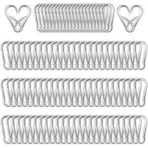 100 Pack 1.57" Heavy Duty Carabiner Clips, M4 Sliver Galvanized Steel Spring Snap Hooks, Rust-Resistant Keychain Clips for Hammock, Camping, Hiking, Fishing, Swing Set (Silver)