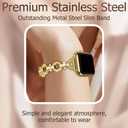 TAURI Metal Band for Apple Watch Bands 44/45/46/49mm, Adjustable Bling Diamonds Strap Fashion Cute Chain Thin Bracelet for iWatch Series 11/10/9/8/7/6/5/4, SE3/2, Ultra 3/2/1, Women- Gold