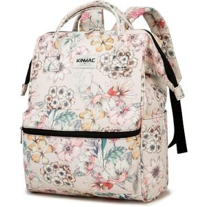 Kinmac Wide Open Style Laptop Backpack for Laptop Up to 15.6 Inch Men Women Travel Outdoor Backpack (Floral)