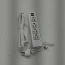 Wall Mount Power Strip With 2 USB Ports and 4 AC Outlets - 6.56 FT Extension Cord, Flat Plug, Mountable
