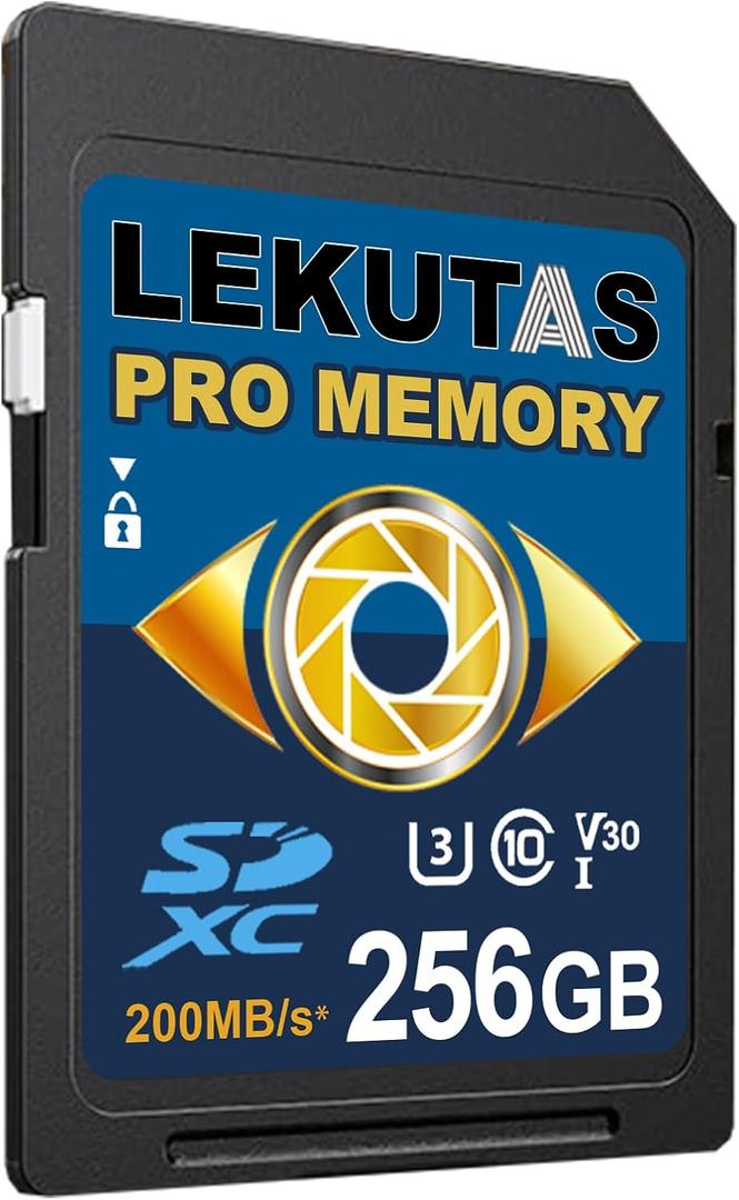 256GB SDXC UHS-I Memory Card - Up to 200MB/s, C10, U3, V30, 4K UHD, Full-HD & 4K Video SD Card for Canon Nikon Sony Pentax Kodak Olympus Panasonic DSLR, Mirrorless Cameras, Blue