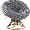 BALAPET Faux Fur Soft Plaid Papasan Cushion Cover,Papasan Chair Cushion Cover with Zipper and 8 Ties, Soft and Skin-Friendly, Removable and Machine Washable, Suitable for Round Chair Cushions