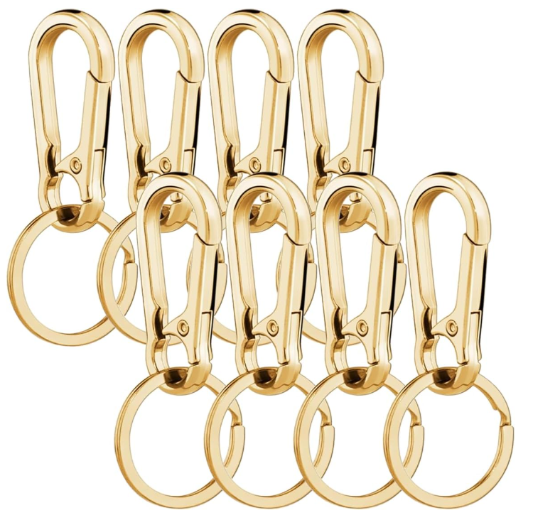 8Pcs Metal Keychains Keyring Key Chain Ring Carabiner Clips Holder Keychain Clip Organizer for Home Car Keys Key Finder Purse Charm Lanyard Hook Men Women Gold