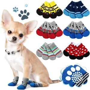 Sadnyy 24 Pcs Dog Socks for Medium Dogs Non Slip Dog Booties Paw Covers with Grips Anti Slip Pet Shoe Cute Summer Doggie Paw Protectors for Hot Pavement Hardwood Floor Prevent Scratching Licking Wound