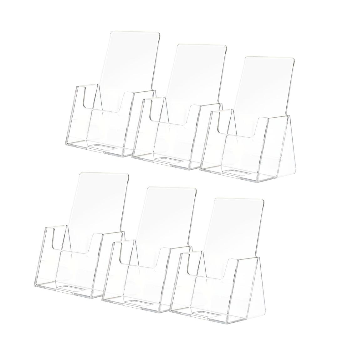 Marketing Holders 6 Pack Business Card Holder Counter Display for 2" x 3.5" Vertical Cards for Booths at Tradeshows and Expos Clear Acrylic