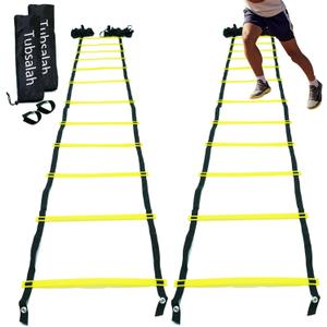 20ft Adjustable Agility Ladder with Carry Bag Football Training Equipment & Speed Ladder for Soccer, Basketball Agility Training Equipment for Footwork Drills 2 Pack