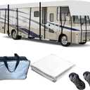Wider 3.3m/10.83ft Camper Cover 210D Oxford Cloth Trailer Cover Wind, Rain and Snow Proof with 2 Extra Straps Grey-29.5 x 10.8 ft