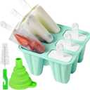 Popsicle MoldPopsicle Maker Popsicle Molds 6 Pieces Silicone Ice Pop Molds BPA Free Popsicle Mold Reusable Easy Release Ice Pop Make (Green)
