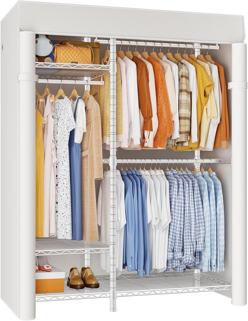 ULIFHOME F7C Medium Clothes Rack with Cover, 6-Tier Covered Clothing Rack