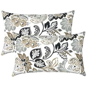 LVTXIII Set of 2 Patio Lumbar Pillows, 12" x 20" Fade Resistant Outdoor Lumbar Pillow with Inners, Fluffy Decorative Garden Lumbar Cushions for Home Patio Coach Sofa Use, Dailey Tan