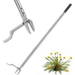 BARAYSTUS Weed Puller Tool, Stand Up Heavy Duty Weed Remover with 3-Claw Steel Head, 45.6" Long Handle, Root Removal Weeding Tool for Garden Lawn Yard, No Bending or Kneeling