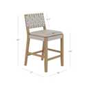 Nathan James Cohen Coastal Bar Stool, Wood Counter Height Leather Bar Stool with Back for Kitchen Island, Gray Mahogany