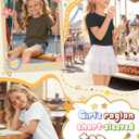 3 Pack Girls' Short Sleeve T-Shirts Loose Fit Crew Neck Tops Raglan Curve Hem Shirts Casual Kids Basic Tees 5-14Y