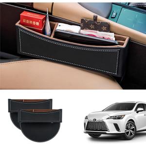 Dragon Art 2 Pack Car Seat Gap Filler Organizer, Leather, Black, Multifunctional Automotive Trays and Bags, Luxury Finish, 2 Pounds