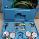 Cutting Welding Torch Kit, Oxygen Acetylene Torch Kit, Oxy Acetylene Torch Welder, Portable Oxy Brazing Kits, Professional Welder Tool Set with Two Hose, Regulator Gauges, Storage, Blue Case