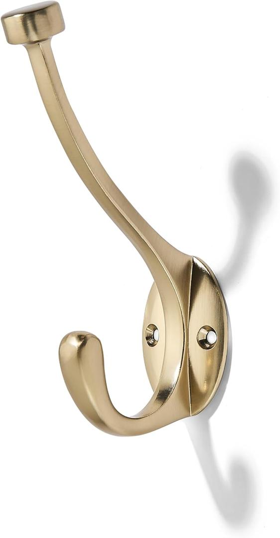 Khtumeware The 5 Pack 5-1/2 inch Champagne Bronze Coat Hook zinc Alloy mudroom Hooks is Suitable for bathrooms, Behind Doors, bedrooms, and is a Towel Robe Hooks for Both Household and Commercial use
