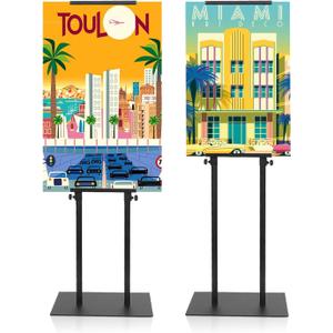 Poster Stand for Display - Double Sided Banner Stand Poster Board Stand Holder w/ Non-Slip Heavy Duty Base, Adjustable Height Up to 80 inch, Standing Sign Holder for Board & Foam Display (2 Packs)