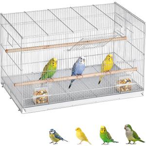 VEVOR 30-inch Flight Bird Cage, Stackable Bird Cage for Small Parrots Canaries Cockatiels Lovebirds Finches Budgies Conures Macaws Pet Travel Birdcage with Handle and Perches