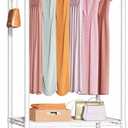 FUTASSI P6 Mini Rolling Clothes Rack Heavy Duty, Clothing Racks for Hanging Clothes, Freestanding Garment Rack with Wheels, Portable Closet Rack Max Load 360LBS, 23.6''W x 14''D x 74.6''H, White