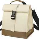 SUNNY BIRD Insulated Lunch Bag Rolltop Lunch Box Medium Lunch Cooler Tote for Women, Girls, Teens and Adults (White)