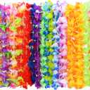 24pcs Leis for Luau Party, Hawaiian Leis Bulk Decorations Silk Flower Necklace, Colorful Tropical Hawaiian Bulk Hula Dance Party Decor, Flower Leis Summer Beach Pool Party Decorations Favors Supplies