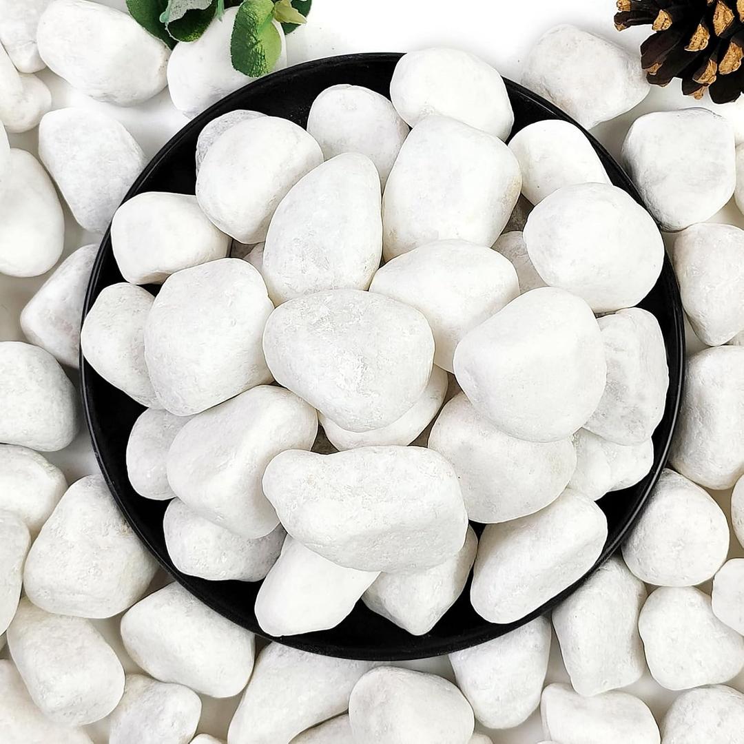 YISZM 40lbs White River Rocks for Landscaping, 1-2 Inch Natural Pebbles for Indoor Plants, High Polished Decorative Stones Garden Outdoor and Indoor DIY Vase Filler Fish Tank Aquariums
