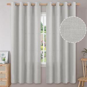 BGment Curtains 72 Inches Long for Living Room, Flax Linen Curtains Burlap Textured Thick Light Filtering Privacy Grommet Window Curtain Drapes for Bedroom, 2 Panels, 52 x 72 Inch, Light Grey