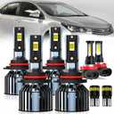 For 2009-2016 Toyota Corolla light Bulbs, 9005 High Beam 9006 Low Beam H11 Fog Light License Plate Lights Combo, 8PCS