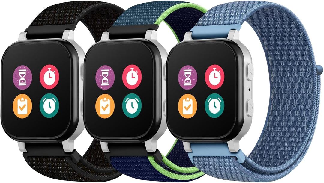 Butifacion 3 Pack Kids Nylon Bands Compatible with Gizmo Watch 3 2 1/Gabb Watch 3e 3 2 1/Sync UP Watch/Cosmo Jr Track Watch, 20mm Hook & Loop Soft Breathable Watch Band Replacement for Boys & Girls