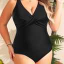 Yonique Plus Size Swimsuit One Piece Bathing Suits for Women Tummy Control Slimming Swimwear (Black)