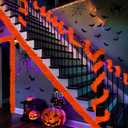 2 x Mega-L Neon Halloween Party Decorations, 26ft Fluorescent Orange Pumpkin Garland Banner Glow in the Dark Party Supplies Cute Hanging Ceiling Decors for Birthday Home Wall Fence Porch Black Light Party