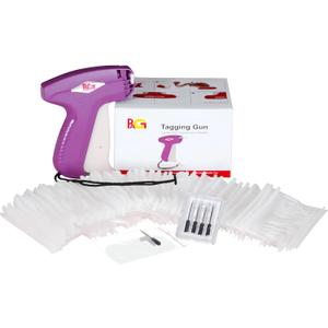 PAG Standard Tagging Gun Price Tag Attacher Gun for Clothing with 5 Needles and 2000 2inch Barbs Fasteners, Purple
