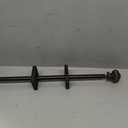 Deco Window Extendable Curtain Rod for Door & Windows Adjustable Length Heavy Duty Iron Telescopic Drapery Pole with Wooden Finials (1" Diameter) (36" to 66", Brown)